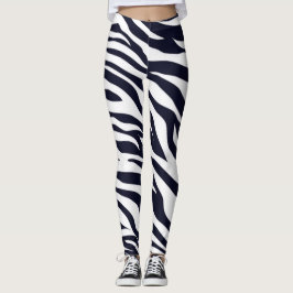 Leggings de impressão de animais brancos e negros,