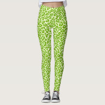 Leggings de impressão de animais de leopardo verde