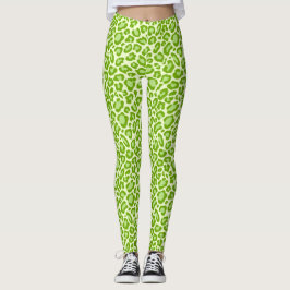 Leggings de impressão de animais de leopardo verde