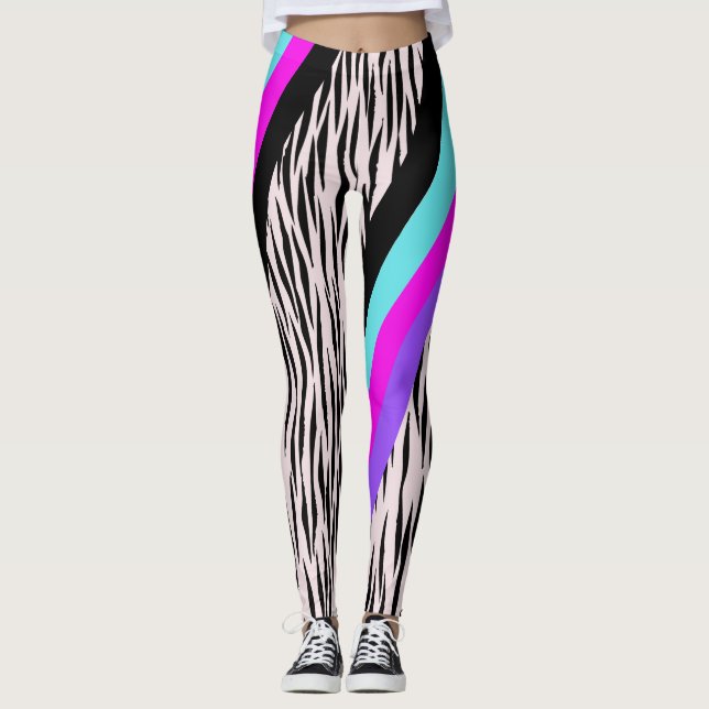Leggings de impressão de animais de zebra rosa col (Frente)
