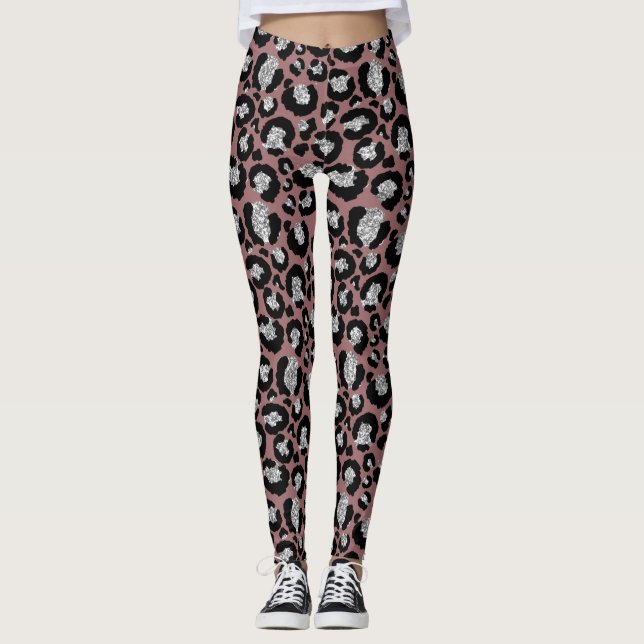 Leggings de impressão de animais-leopardo-mave/Ros (Frente)
