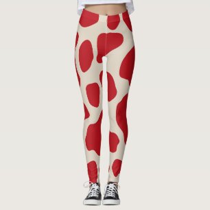 Leggings de impressão de animais vermelhos