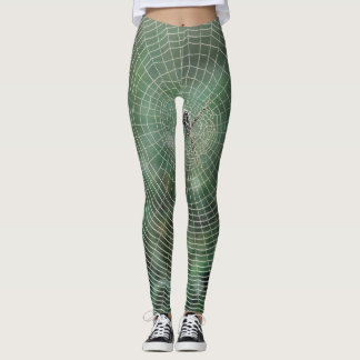Leggings de Impressão de aranha verde e calças de