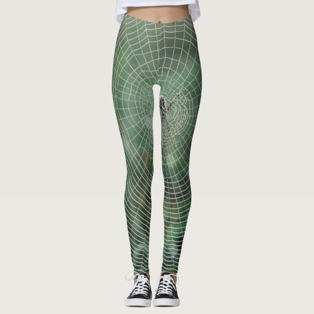 Leggings de Impressão de aranha verde e calças de  (Frente)