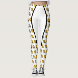 Leggings de Impressão de Capacetes Dourados de Fut