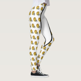 Leggings de Impressão de Capacetes Dourados de Fut