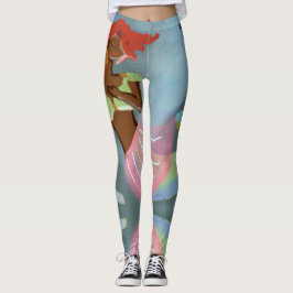 Leggings de Impressão de Cheio de Sereia Chic