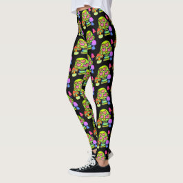 Leggings de Impressão de Cogumelo Mágico