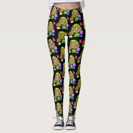 Leggings de Impressão de Cogumelo Mágico
