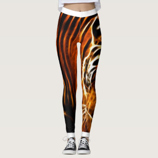 Leggings de Impressão de faixa de Tigre e Calças d