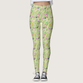 Leggings de impressão de flor silvestre e Impressã