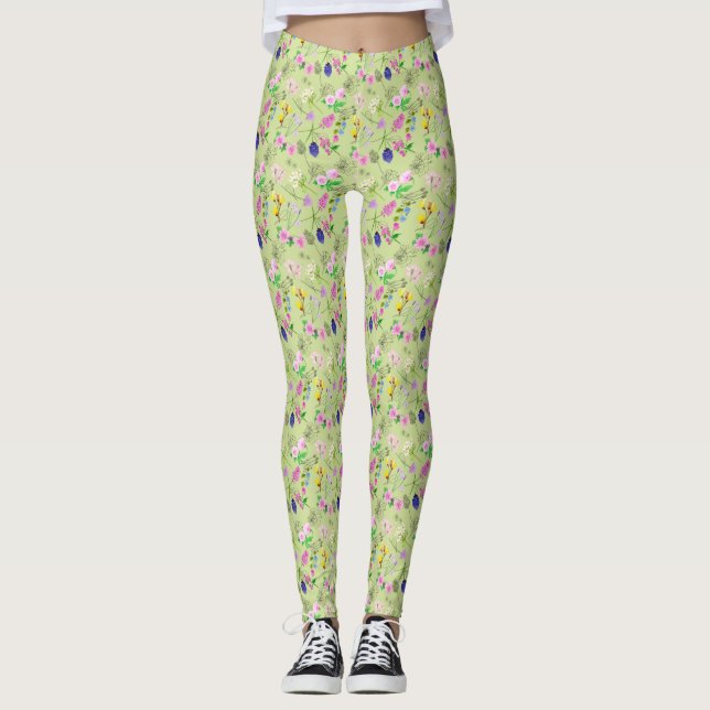 Leggings de impressão de flor silvestre e Impressã (Frente)