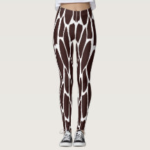 Leggings de Impressão de Girafa Marrom e Branca
