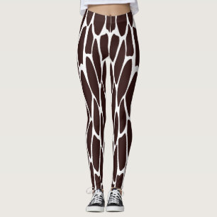 Leggings de Impressão de Girafa Marrom e Branca