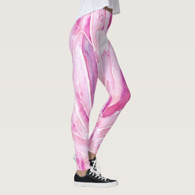 Leggings de Impressão de Padrão de Cristais Rosa b (Direita)