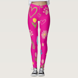Leggings de impressão de pata floral