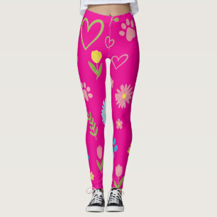 Leggings de impressão de pata floral