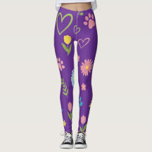 Leggings de impressão de pata floral