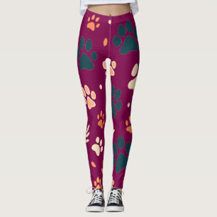 Leggings de impressão de pata reproduzível Cacho