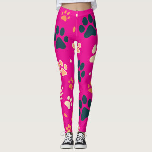 Leggings de impressão de pata reproduzível Cacho