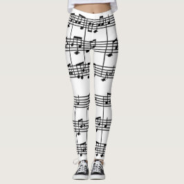 Leggings de Impressão de Pontuação Musical