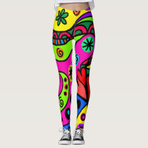 Leggings de Impressão de porta alta colorida