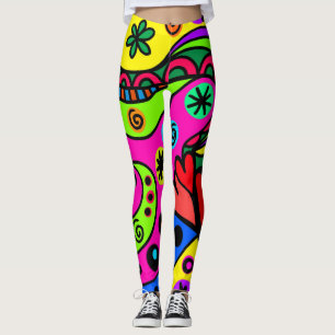 Leggings de Impressão de porta alta colorida