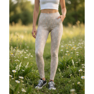 Leggings de Impressão de ramificação de algodão bo