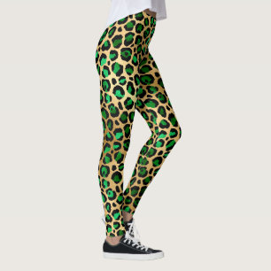 Leggings de impressão do Leopard Emerald Green e