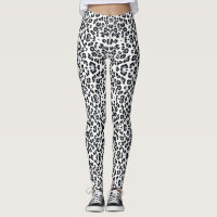Leggings de impressão do leopardo branco e preto c