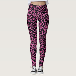Leggings de impressão do Leopardo Rosa Funky