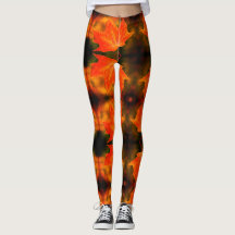 Leggings de Impressão Folhagem de Folhagem de Folh