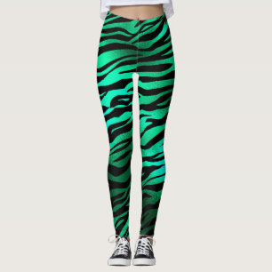 Leggings de Impressão Tiger e Zebra Verde Shimmer