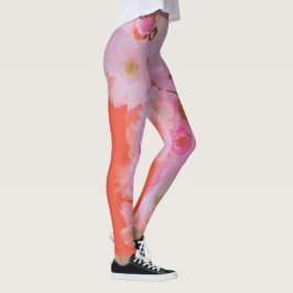 Leggings de ioga cor-de-rosa e laranja