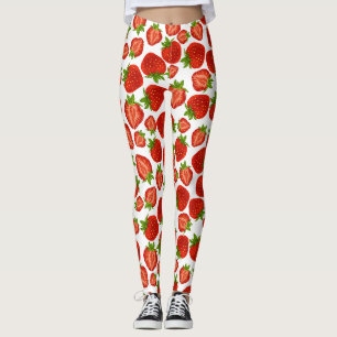 Leggings de Ioga Elegantes de Morango Vermelho