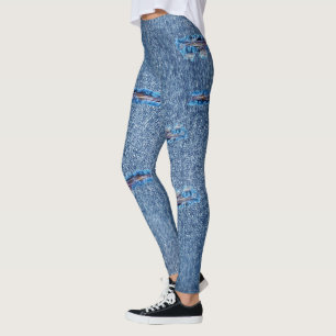 Leggings de Jeans de aparência desfocada de tendên