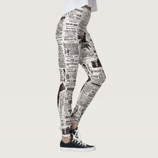 leggings de jornais de textura