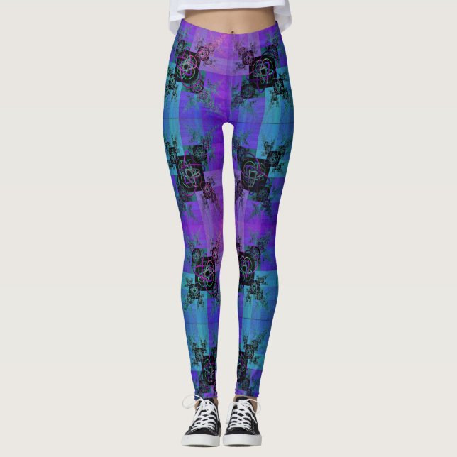 Leggings de Joy Fractal e Aqua (Frente)