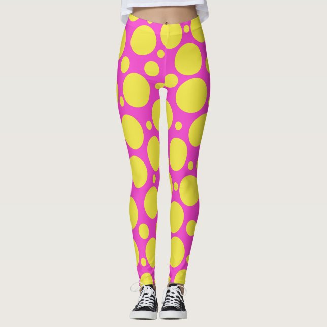 Leggings de limonada cor-de-rosa bolinhas (Frente)