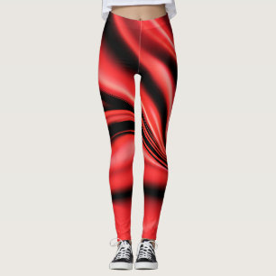Leggings de Luxo em Seda Vermelha Satinada