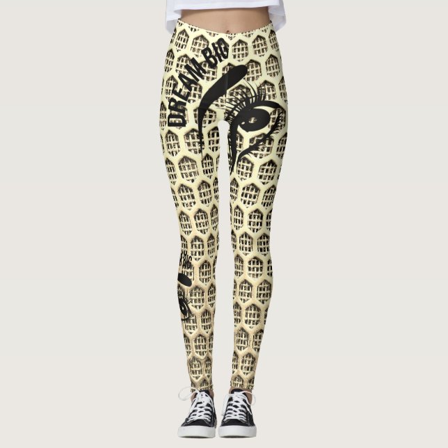 Leggings de malha hexa-fluxo - Negrito em amarelo (Frente)