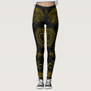Leggings de Mandala Pretas/Douradas
