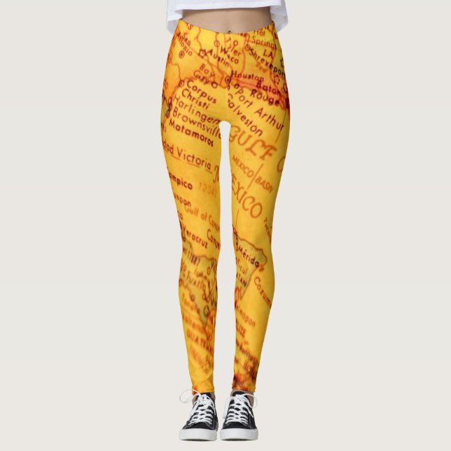 Leggings de Mapa de Vintage (Frente)
