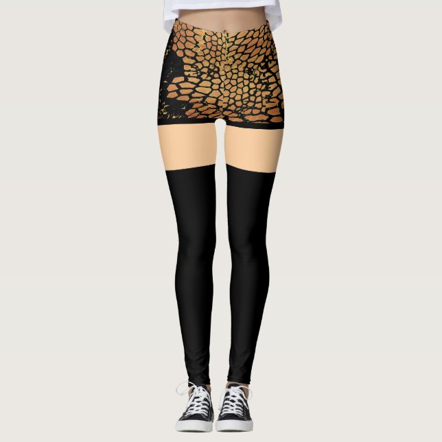 Leggings de meia preta e curta distância na Web (Frente)