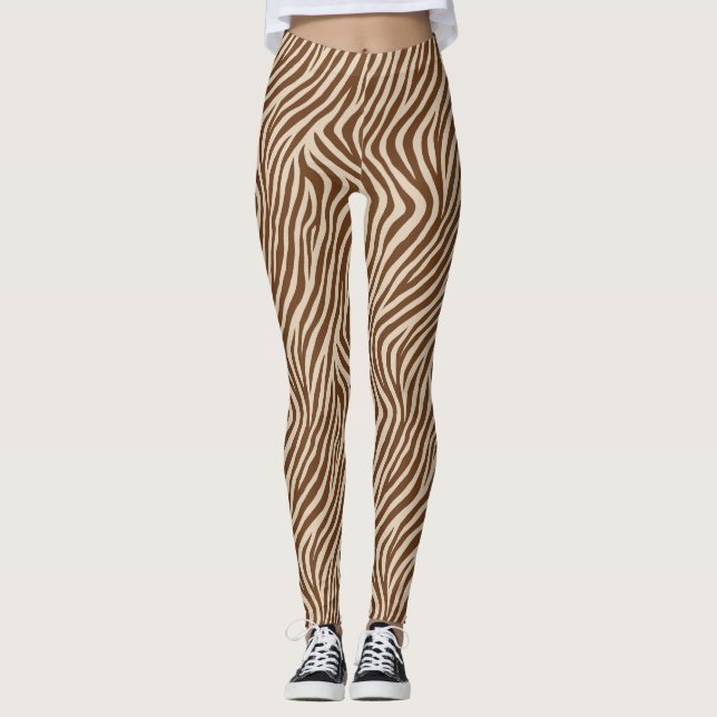 Leggings de Moda com Estampa de Zebra Terrosa (Frente)