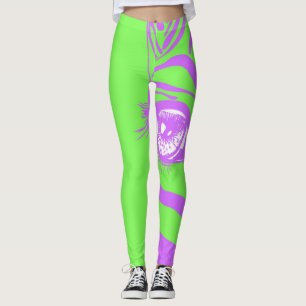 Leggings de Moda com Padrão de Zebra Neon