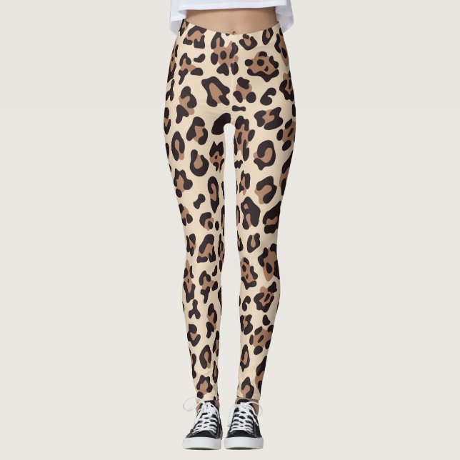 Leggings de moda impressa por leopardo feminina (Frente)