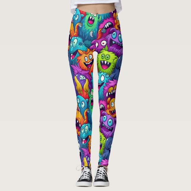 Leggings de Monstros de Cartoon (Frente)
