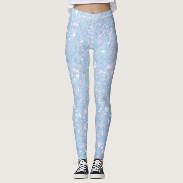 Leggings de mulheres brilhantes azuis (Frente)