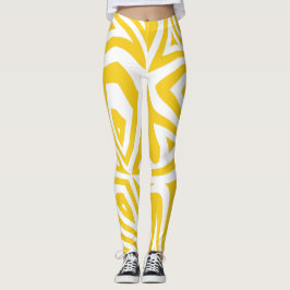 Leggings de mulheres com Abstrato zebra amarela